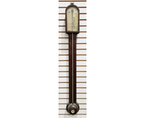 Early 19th century Regency mahogany and brass stick barometer&nbsp;by John Young, Hampton Court, the brass dial engraved with