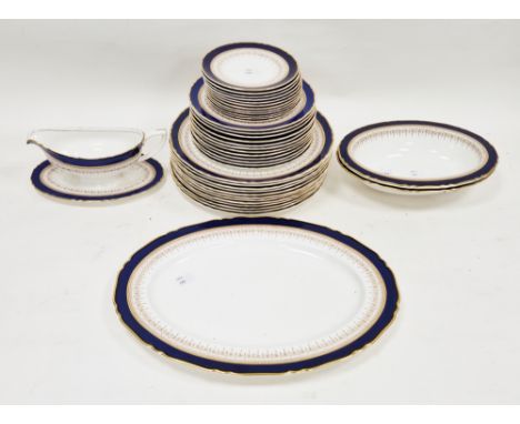 Royal Worcester bone china Regency pattern part dinner service, 20th century, printed brown factory marks, impressed numerals