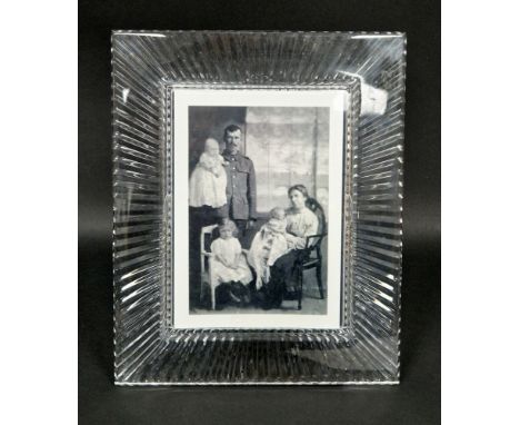 Waterford glass photo frame, of rectangular form, cut with radiating lines, with black velvet easel back, 26.5cm x 21.5cm&nbs