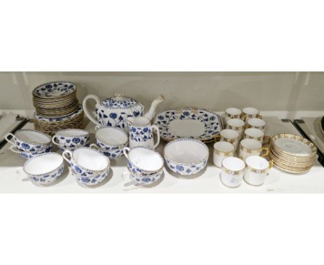 Spode bone china blue and white Colonel pattern part tea service, circa 1900 and later, printed blue registration marks, gree