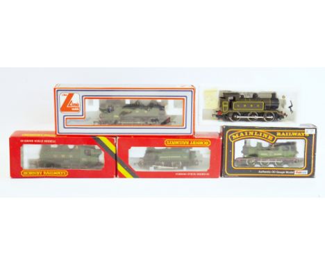 Hornby R.077 G.W.R. 0-4-0 locomotive together with a R.041 G.W.R. Loco Pannier Tank, Hornby R353 0-6-0 locomotive LBSC 100 (n
