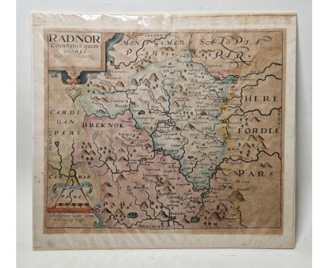 William Kip (act.c.1598-1635)&nbsp;after Christopher Saxton (British c.1540-c.1610)&nbsp;'Radnor Comitatus quem Silvres olim 
