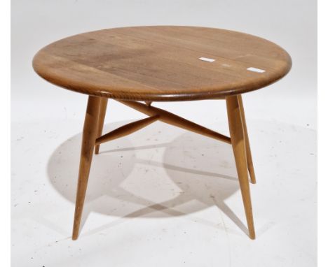 Ercol pale elm drop-leaf coffee table model no.308, 41cm wide x 61cm diameter&nbsp;Condition ReportSome slight surface scratc