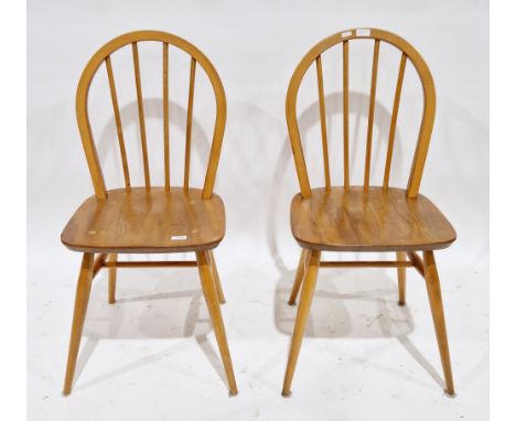Pair of Ercol pale beech and elm hoop and stick back kitchen chairs&nbsp;model no. 400, 85cm high x 40cm wide (2)&nbsp;Condit