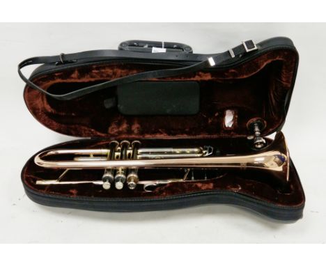 Mirage brass and copper effect trumpet, model X-2000R in fitted case