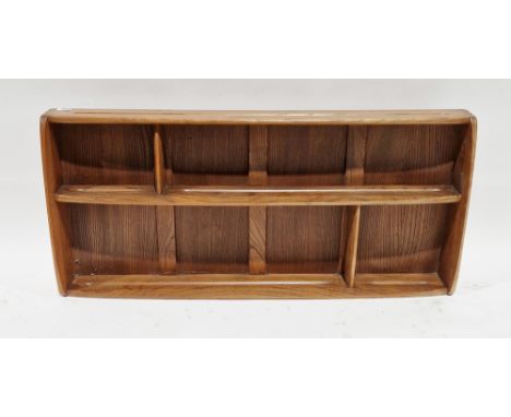 Ercol Golden Dawn elm hanging plate rack, model 268, 49cm high x 107cm wide x 12cm deep&nbsp;
