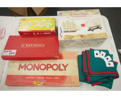 Board games and other children's toys to include Airfix 60003 Cutty Shark, Dominoes, Monopoly, Totopoly, Monopoly Winchester 