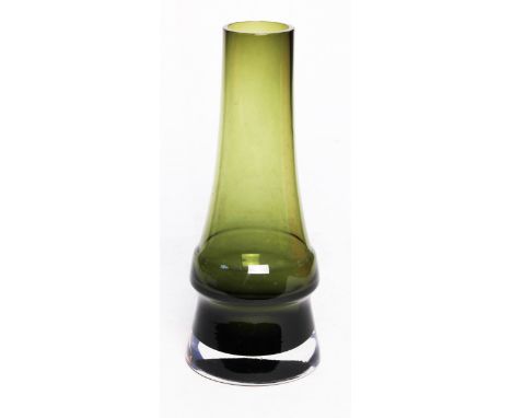 A green art glass vase