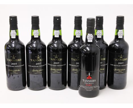 Tanners Late Bottled Vintage port. 75cl - six bottles, together with Tanners Finest Reserve port - one bottle 75cl