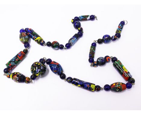A vintage Millefiori glass bead necklace. L83cm