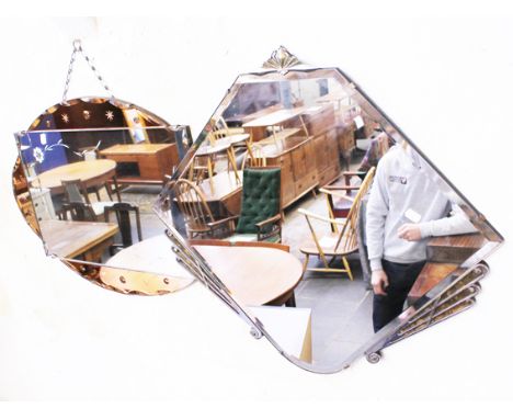 Two Art Deco mirrors. 60cm x 70cm and 68cm x 47cm