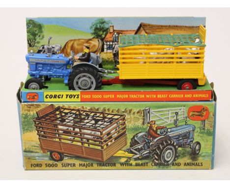 Corgi Toys Ford 5000 Super Major Tractor with Beast Carrier and Animals