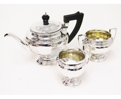 A three piece silver tea set by Gorham Manufacturing Co. Birm. 1940. Gross wt. 23oz