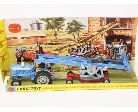 Corgi Toys Working Conveyor on Trailor with Ford 5000 Super Major Tractor and Drive