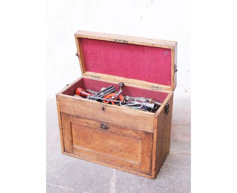An oak tool box and tools