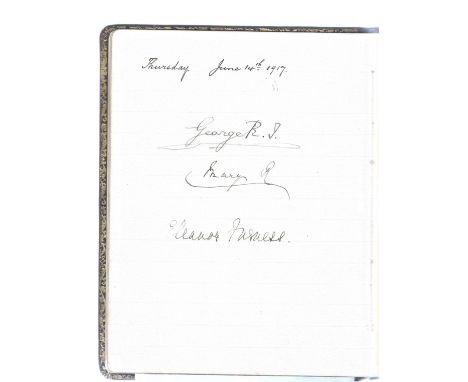 King George V and Queen Mary signed 1917 visitors book for Richardson, Westgarth &amp; Co. Over 70 autograph inc Princess Mar