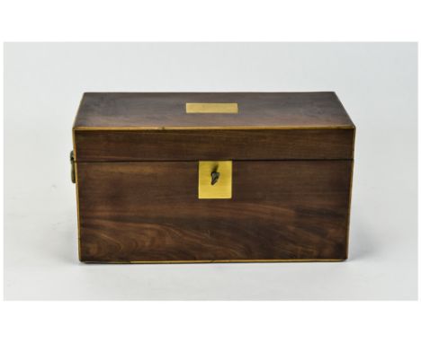Victorian Mahogany Converted Tea Caddy painted red interior, brass mounts and ring handles.
