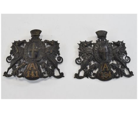 London Special Constable Pair of Large Helmet Badges with London Coat of Arms / Crest. Date 1909 - 1930, with The Officers Le