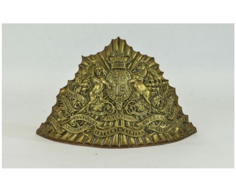 Queens Royal Sixteenth Lancers Of The British Army Officers Cap/Plates. czabka circulated 1880's. A good die stamped brass tr