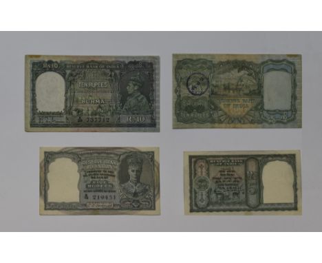 Reserve Bank of India - Burma George VI Portrait Five Rupees Bank Note, Signed K.D. Deshmukh. Serial Num B18 219451. Nr Uncir