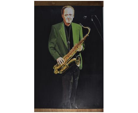 Modern Large OIl on Canvas Pictures.. 'Man playing The Saxophone'. 36 x 48 Inches