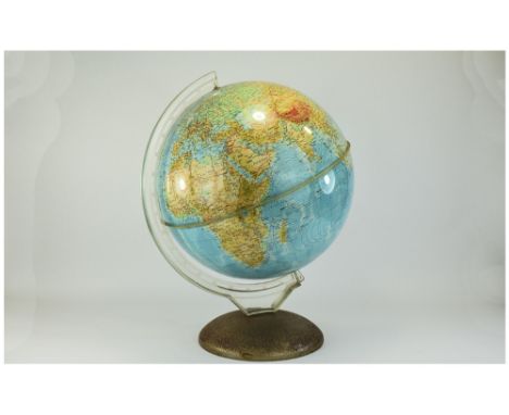 1966 Terrestrial Globe,'The Illuminia Globe' Purnell and Sons Limited London. Printed in Italy. 17 Inch Diameter
