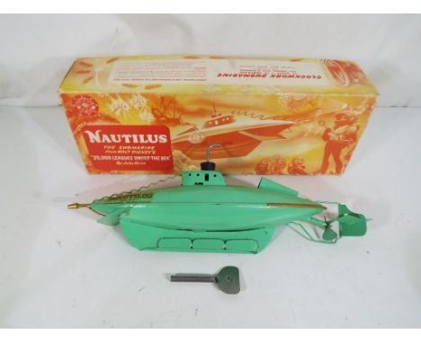 Sutcliffe Models - A Sutcliffe Models 'Nautilus' tinplate clockwork submarine based on the submarine from Walt Disney's '20,0