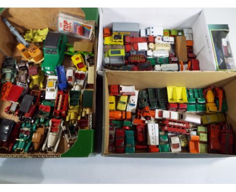 Diecast Models - Three boxes containing a collection of diecast model motor vehicles, some military vehicles to include a Per