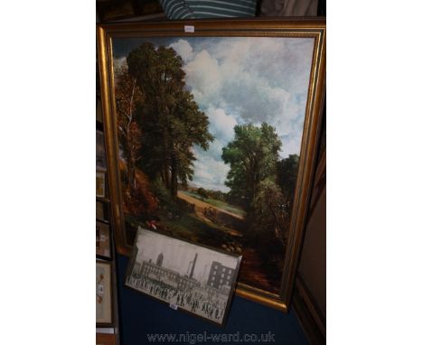 A large Haywain Print of a boy near stream, 32'' x 40'' and a copy of Lowry Print, 19 3/4'' x 11''