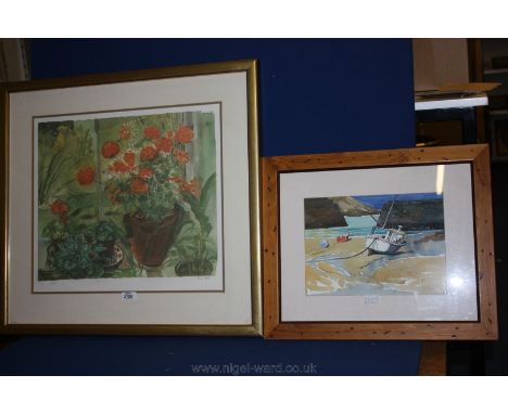 A Watercolour depicting a boat by P.M. Watling plus a limited edition Print by Ann Butt no. 3/350