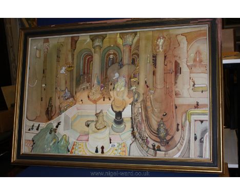 A large framed Print "Whispers of 1610" by David Evans. 39'' x 25 1/2''