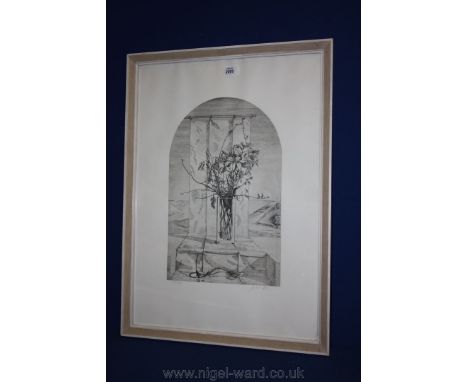A limited edition print 19/25 by British artists  Dorian Ker. In arched mount
