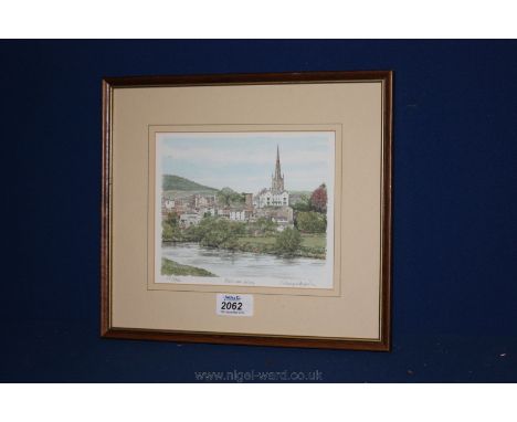 A signed Limited Edition Print of Ross-on-Wye by Philip and Glyn Martin, no. 20/850, 7 1/4'' x 6''.