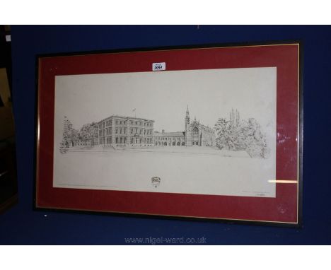 A framed and mounted limited edition Print of Radley College, no. 76/850 by John Western. 25 1/2'' x 13''