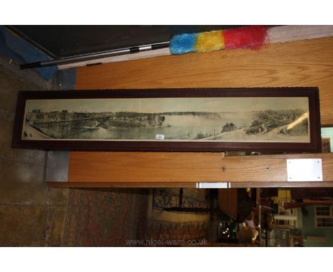 A carved framed Print of Panoramic view of Niagara Falls, river and gorge from Victoria Park, Canada.