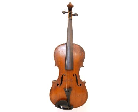 Violin with one piece back Violin, 4/4 with one piece broadly flamed back, light golden varnish, in case with one bow.Length 