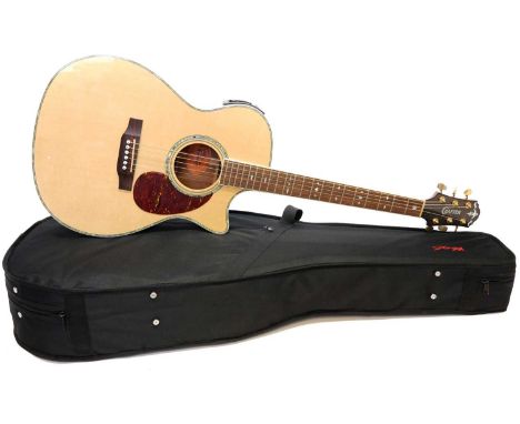 Crafter acoustic guitar Crafter steel string acoustic guitar, model TC035 / N with cutaway, gold hardware, solid spruce top a