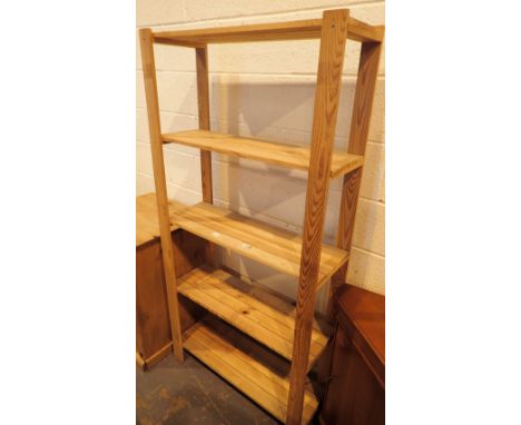 Freestanding open pine five shelf unit 87 x 31 x 175 cm