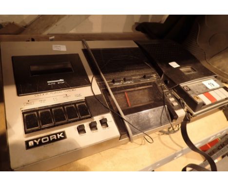 Early Bush cassette recorder and York clock cassette radio 