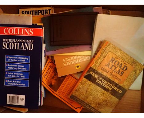 Box of vintage road maps