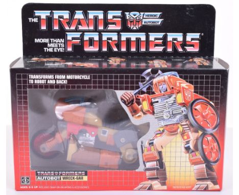 Boxed Hasbro G1 Transformers Autobot ‘Wreck-Gar’ 1986 issue, transforms from motorcycle to robot and back! In mint boxed comp