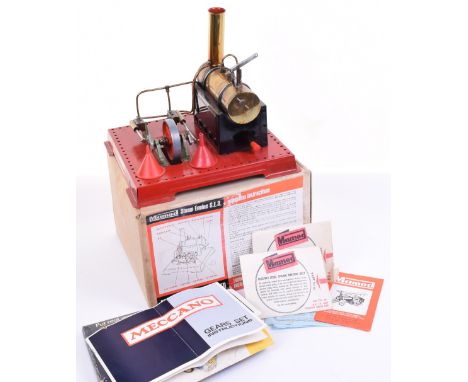 A Boxed Mamod S.E.3  Steam Engine, in good working used condition, with burner, instructions, plus a small boxed Meccano gear