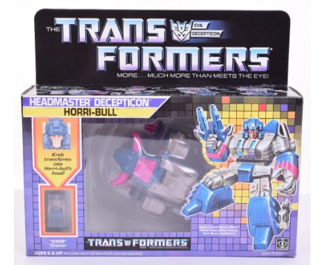 Boxed Hasbro G1 Transformers Headmaster Deception ‘Horri-Bull’ 1987 issue, transforms from buffalo to robot and back again! I