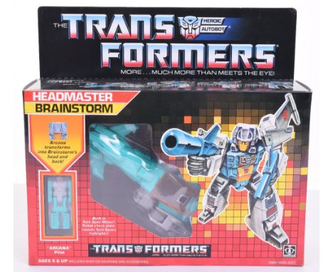 Boxed Hasbro G1 Transformers Headmaster ‘Brainstorm’ 1986 issue, transforms from jet to robot and back again! In mint boxed c