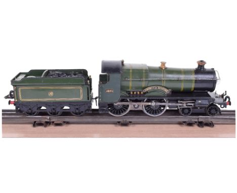 Hornby Series 20 volt electric No.2 Special 4-4-0 GWR 3821 County of Bedford locomotive and tender, GWR button crest tender, 
