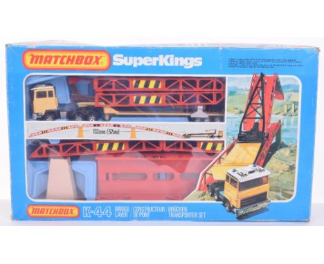 Scarce Matchbox K-44 Superkings Bridge Layer Set, Ford low loader, complete with bridge and accessories, instruction leaflet,