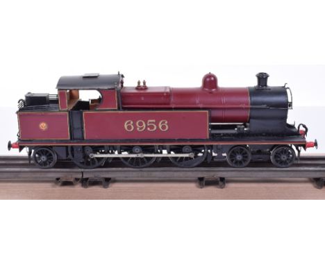 Scratch/kit built 0 gauge 4-6-2 LMS tank engine, brass two-rail electric locomotive No.6956 with detailed brakes, external pi