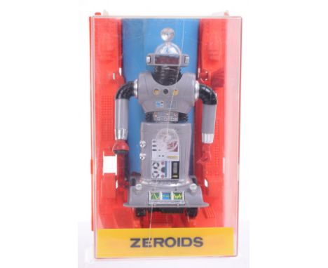 Scarce Ideal Toys Zintar Of The Mighty Zeroids Battery operated Robot, grey plastic body, complete with magnetic and throwing