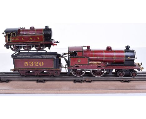 Two Bing locomotives, c/w 0-6-0 LMS tank engine 47480 maroon lined livery, fair condition and a Bing for Bassett-Lowke 4-4-0 