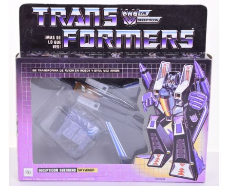 Boxed IGA G1 Transformers Deception Skywarp 1985 Mexico issue with purple nose cone,robot transforms to plane to robot In min